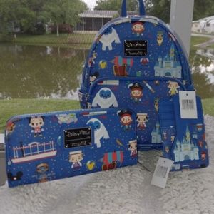 Loungefly Disney Chibi Park Ride Character Mini Backpack with Accessories.